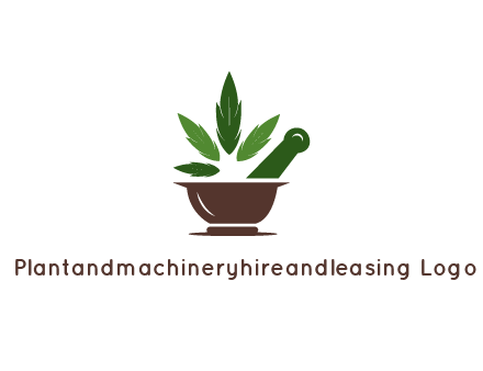 pestle and mortar with herbs logo