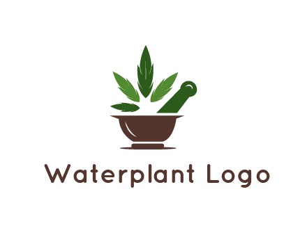 pestle and mortar with herbs logo