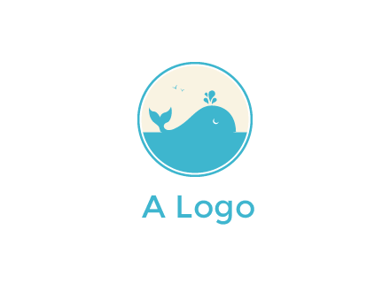 aquarium logo with a whale swimming in the ocean