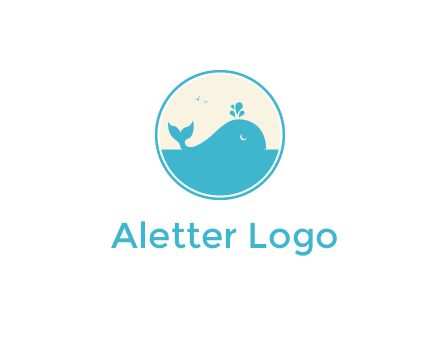 aquarium logo with a whale swimming in the ocean