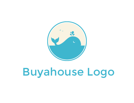 aquarium logo with a whale swimming in the ocean