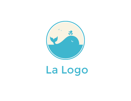 aquarium logo with a whale swimming in the ocean