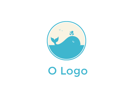 aquarium logo with a whale swimming in the ocean