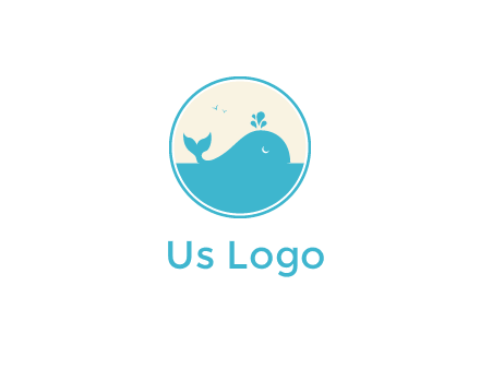 aquarium logo with a whale swimming in the ocean