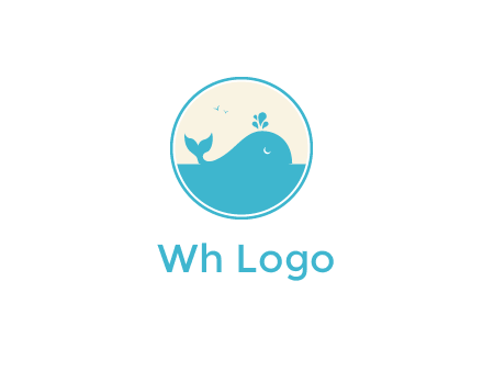 aquarium logo with a whale swimming in the ocean