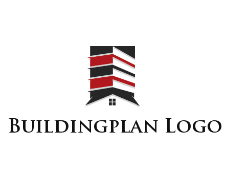 highrise building over house logo