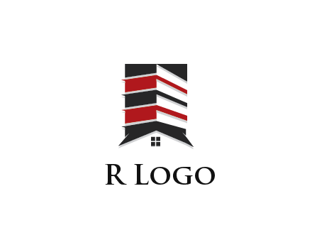 highrise building over house logo