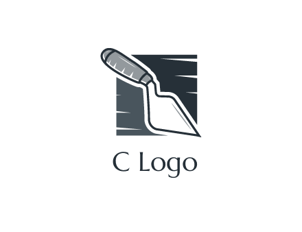 concrete trowel or garden tools logo