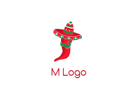 Mexican chili pepper logo with a hat and mustache