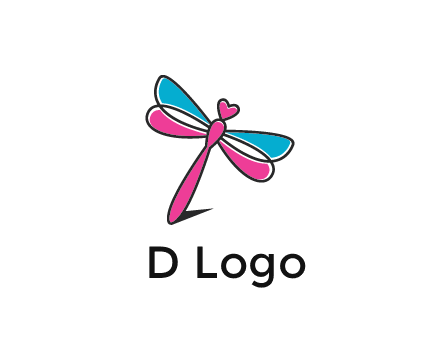 dragonfly with hearts beauty logo