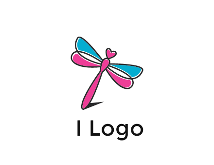 dragonfly with hearts beauty logo