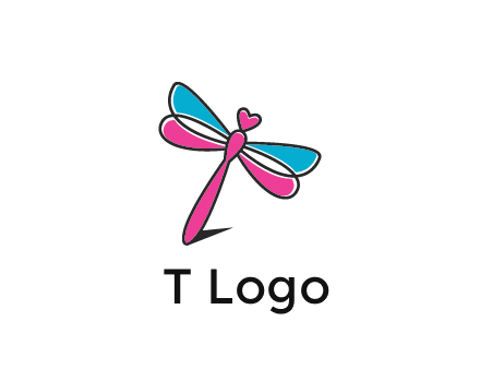 dragonfly with hearts beauty logo