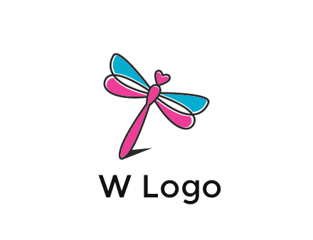 dragonfly with hearts beauty logo