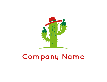 cactus wearing a Mexican hat logo