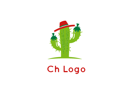 cactus wearing a Mexican hat logo