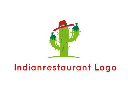 cactus wearing a Mexican hat logo