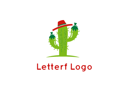 cactus wearing a Mexican hat logo