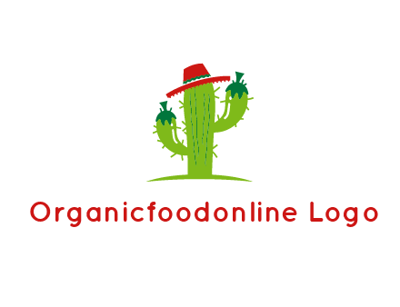 cactus wearing a Mexican hat logo