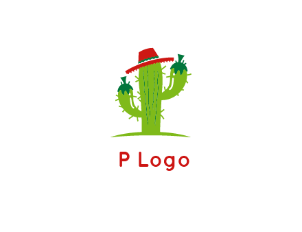 cactus wearing a Mexican hat logo