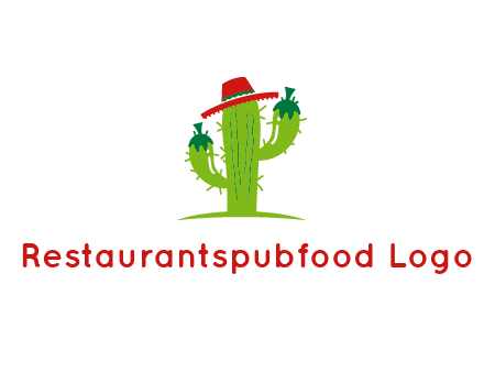 cactus wearing a Mexican hat logo