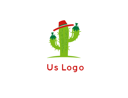 cactus wearing a Mexican hat logo