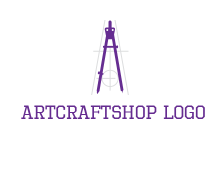 drawing compass with geometric lines logo