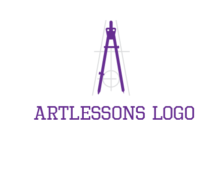 drawing compass with geometric lines logo