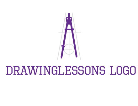 drawing compass with geometric lines logo