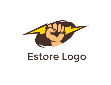 fist holding a lightening bolt in energy logo