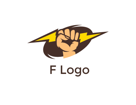 fist holding a lightening bolt in energy logo