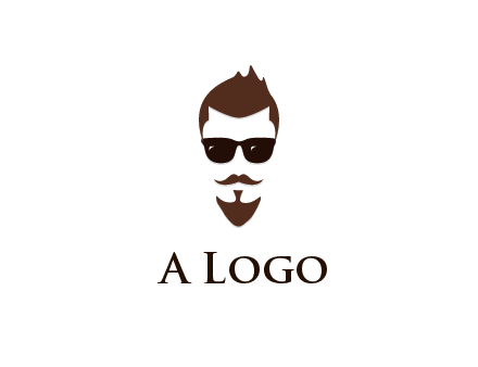 man with well-groomed hair, beard and mustache for grooming services or barber shop logo