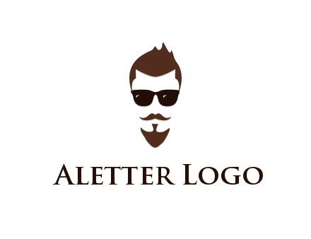 man with well-groomed hair, beard and mustache for grooming services or barber shop logo