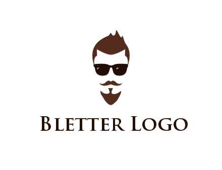 man with well-groomed hair, beard and mustache for grooming services or barber shop logo