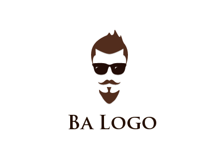 man with well-groomed hair, beard and mustache for grooming services or barber shop logo