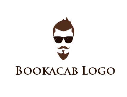 man with well-groomed hair, beard and mustache for grooming services or barber shop logo