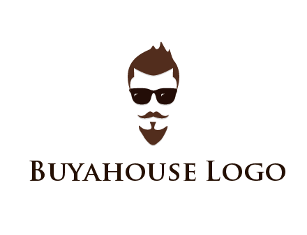 man with well-groomed hair, beard and mustache for grooming services or barber shop logo