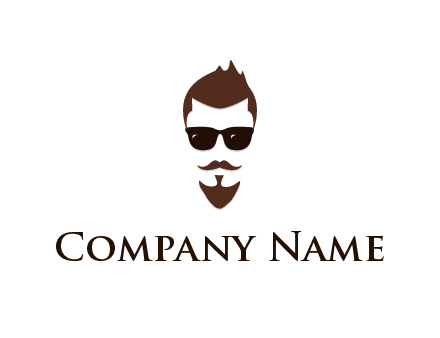 man with well-groomed hair, beard and mustache for grooming services or barber shop logo