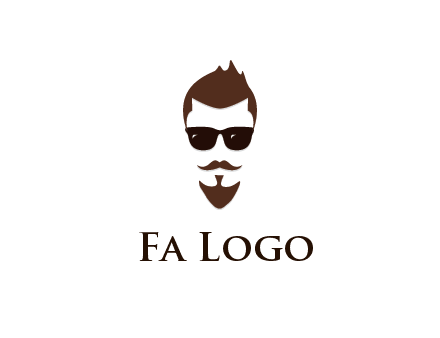 man with well-groomed hair, beard and mustache for grooming services or barber shop logo