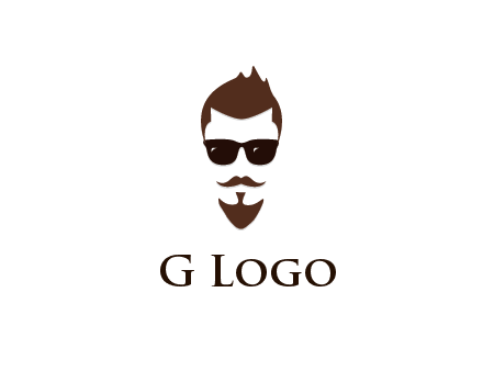 man with well-groomed hair, beard and mustache for grooming services or barber shop logo