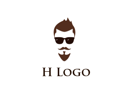 man with well-groomed hair, beard and mustache for grooming services or barber shop logo