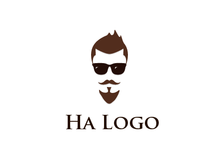 man with well-groomed hair, beard and mustache for grooming services or barber shop logo