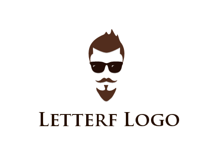 man with well-groomed hair, beard and mustache for grooming services or barber shop logo