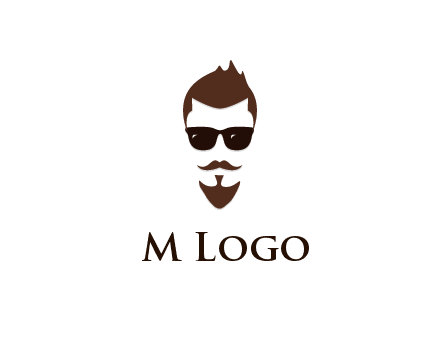 man with well-groomed hair, beard and mustache for grooming services or barber shop logo