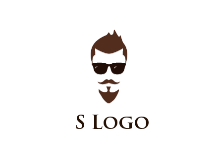 man with well-groomed hair, beard and mustache for grooming services or barber shop logo