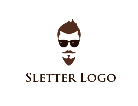 man with well-groomed hair, beard and mustache for grooming services or barber shop logo