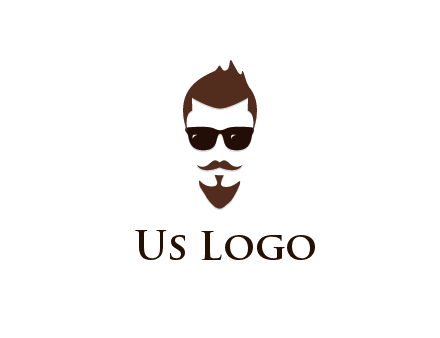 man with well-groomed hair, beard and mustache for grooming services or barber shop logo