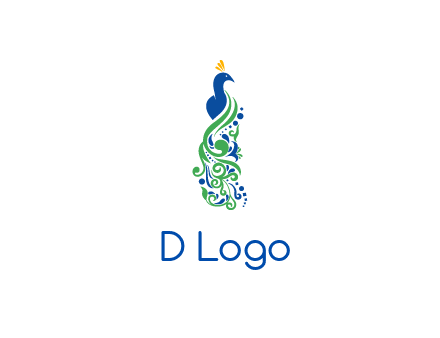 peacock illustration for beauty logo