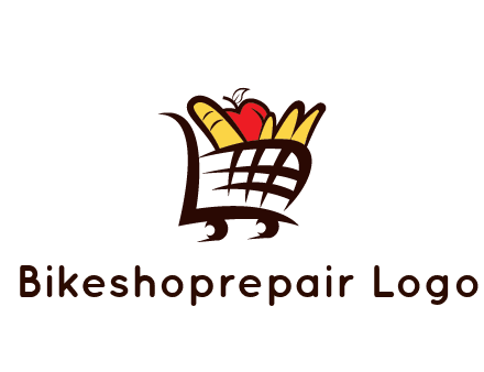 shopping cart icon loaded with groceries