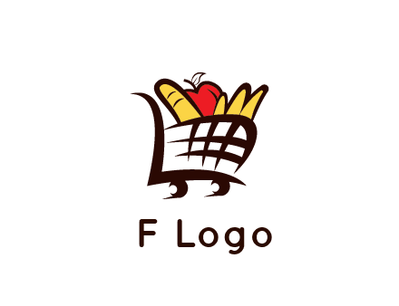 shopping cart icon loaded with groceries