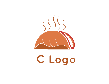 steam rising from taco for Mexican food logo